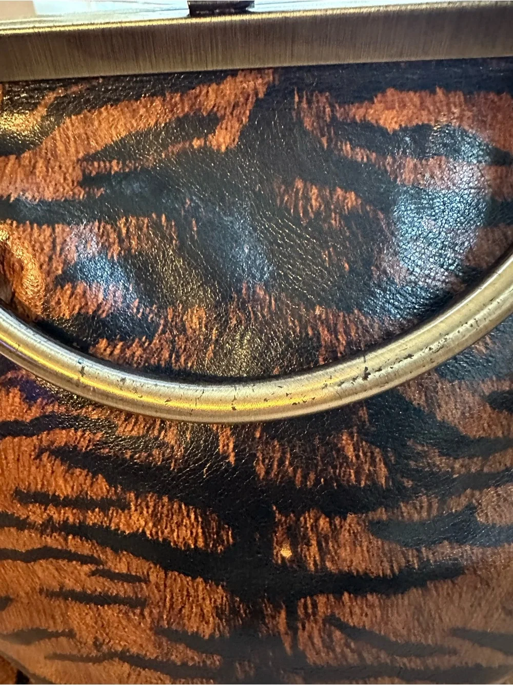 Patricia Nash Novella Frame Bag Tiger Print Leather